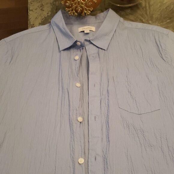 Calvin Klein Men's Blue Casual Collar Short Sleeve Shirt - Picture 1 of 3